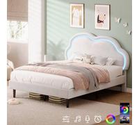 Matteo Double Upholstered Bed - LED Adjustable Cloud Headboard - Cream Velvet Matteo Cream Double