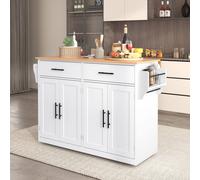 Matteo Dropleaf Kitchen Island Trolley with Foldable Top - White/Natural in White Matteo White