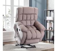 Matteo Electric Power Lift Recliner Massage Chair With Heat, Usb Ports & Side Pockets - Beige Fabric