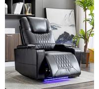 Matteo Electric Recliner Chair - Black PU Leather - USB, Swivel Tray, Storage Matteo Black