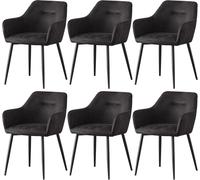 Matteo Elegant Black Faux Suede Dining Chairs with Matte Metal Legs, Set of 6 Matteo Black