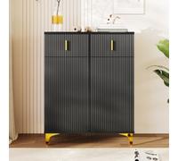 Matteo Elegant Black Sideboard Cabinet With Gold Accents - 2 Door 2 Drawer Storage