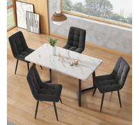 Matteo Elegant Velvet Dining Chairs With Metal Frame, Dark Grey, 4 Set