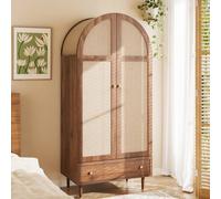 Matteo Elegant Walnut Look Wardrobe - Fabric Doors, Drawer, Clothes Storage Matteo Walnut