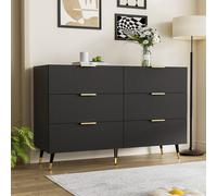 Matteo Elegant Wave-Texture Sideboard - Gold Handles - Modern Storage Chest in Black Matteo Black