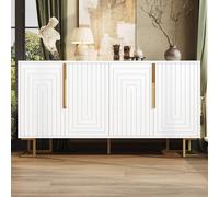 Matteo Elegant White Sideboard - Geometric Design, Gold Accents Matteo White