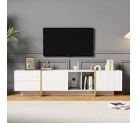 Matteo Embossed White & Gold TV Stand - Storage for 85-inch TVs Matteo White