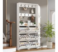 Matteo Entryway Coat Rack Shoe Storage Cabinet - White Matteo White