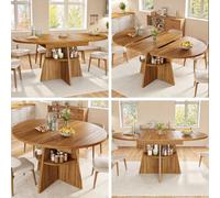Matteo Extendable Dark Brown Dining Table, Round To Oval (110-150Cm), Seats 4-8, Space-Saving With Storage