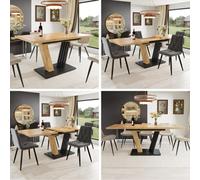 Matteo Extendable Dining Table 120-160Cm With Wood-Look Mdf Top & Metal Legs - Modern Kitchen & Living Room Furniture