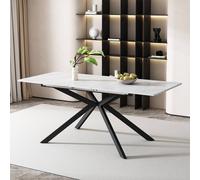 Matteo Extendable Dining Table - Black & White Marble Effect Matteo White