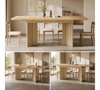 Matteo Extendable Dining Table - Vertical Grooved V-Legs - Modern Rectangular in Natural Matteo Natural