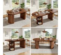 Matteo Extendable Dining Table With Hidden Storage, Dark Walnut Effect Mdf, 120-160Cm Length