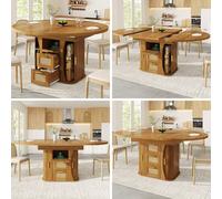 Matteo Extendable Dining Table with Rattan Drawers - Brown Wood Effect Matteo Brown