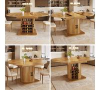 Matteo Extendable Dining Table with Storage & Wine Rack - Brown MDF Matteo Brown