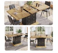 Matteo Extendable Dining Table - Wood Grain, 6 Seater, Storage Matteo Multicolor