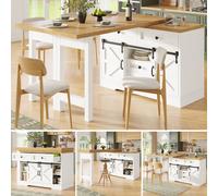Matteo Extendable Kitchen Sideboard & Dining Table Combo, White Matteo White
