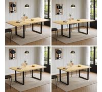 Matteo Extendable Oak Dining Table - 6-10 Seater, 3 Lengths, Metal Legs in Brown Matteo Brown