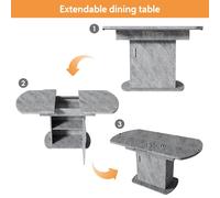 Matteo Extendable Oval Dining Table with Storage - Cement Grey Matteo Grey