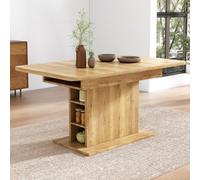 Matteo Extendable Rectangular Dining Table With Storage, Modern Oak Effect & Metal Legs - Space-Saving & Multifunctional