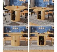 Matteo Extendable Round to Oval Dining Table - 6 Seater - Walnut Grain Finish Matteo Walnut