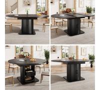 Matteo Extendable Round To Oval Dining Table in Black Matteo Black