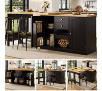Matteo Extendable Sideboard Dining Table Combo, White/Black in Black Matteo Black