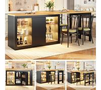 Matteo Extendable Sideboard with Smart LED Lights - Black - Kitchen Furniture Matteo Black