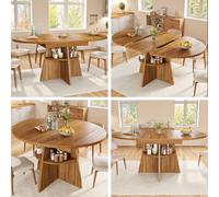 Matteo Extendable Wood Effect Dining Table - Dark Brown - Round To Oval Table Matteo Dark Brown