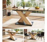 Matteo Extendable Wood-Grain Dining Table - Telescopic - Rectangular in Natural Matteo Natural