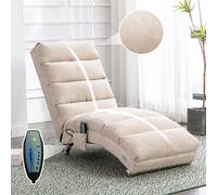 Matteo Fabric Relaxation Chaise Lounge Chair With Gentle Vibration, Beige