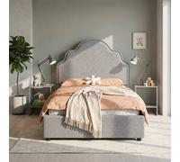 Matteo Girl's Kids Scalloped Upholstered Bed Frame - Hydraulic Storage in Light Grey | Size: Single Matteo Light Grey Single