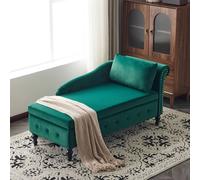 Matteo Green Velvet Upholstered Chaise Lounge Sofa with Storage Matteo Green