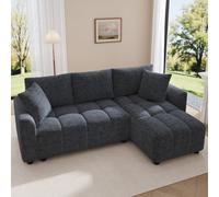 Matteo Grey Chenille 3-Seater L-Shaped Corner Sofa With Reversible Chaise & Decorative Cushions