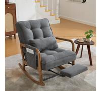 Matteo Grey Corduroy Rocking Chair With Adjustable Footrest & Backrest