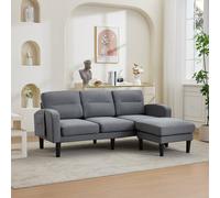 Matteo Grey Cotton & Linen L-Shaped Corner Sofa - 3 Seater Matteo Grey
