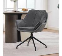 Matteo Grey Faux Leather Modern Office Chair With 360-Degree Swivel & Auto-Return Base