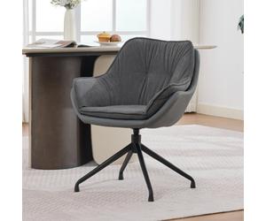 Matteo Grey Faux Leather Modern Office Chair With 360-Degree Swivel & Auto-Return Base