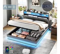 Matteo Grey King Size Bed Frame with Hydraulic Storage, LED & USB Charging Matteo Grey King