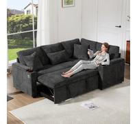 Matteo Grey L-Shaped Extendable Sofa Bed With Smart Storage, Usb Charging & Cup Holders