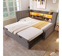 Matteo Grey Linen 3FT Single Daybed with Trundle, Storage & USB Matteo Grey Single