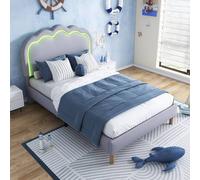 Matteo Grey Linen Upholstered Single Bed Frame with LED Matteo Grey Single