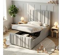 Matteo Grey Linen Upholstered Single Children's Bed with Hydraulic Storage Matteo Grey Single