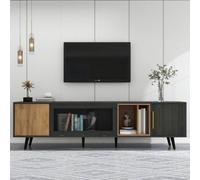 Matteo Grey Mdf Tv Stand Storage Sideboard With Pull-Down Glass Doors For Up To 90-Inch Tvs