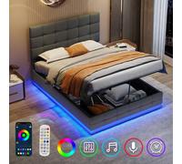 Matteo Grey Ottoman Double Bed Frame with LED & Hydraulic Storage Matteo Grey Double