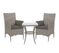 Matteo Grey Rattan Effect 2-Seat Bistro Set with Glass Top Table in Light Grey Matteo Light Grey