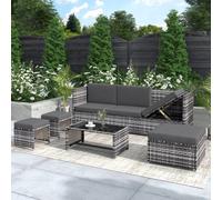 Matteo Grey Rattan Effect Garden Lounge Set with Stool & Coffee Table Matteo Grey