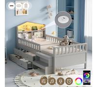 Matteo Grey Single Wooden Cabin Bed Frame with LED, Storage & USB Matteo Grey Single