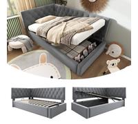 Matteo Grey Velvet 3Ft Single Ottoman Daybed With Hydraulic Storage & Metal Slatted Frame - Space-Saving Sofa Bed (No Mattress)
