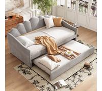 Matteo Grey Velvet 3Ft Single Upholstered Daybed With Pull-Out Trundle - Space-Saving Guest Bed